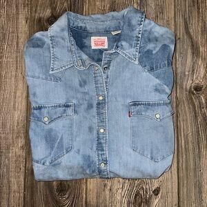 Levi’s Denim Factory Distressed Pearl Snap Button Down Size 2X 18/20